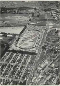 Aerial view of the Tanforan Assembly Center, taken sometime in 1942.