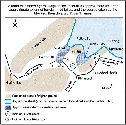 Anglian ice sheet in Finchley Gap region