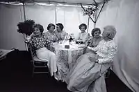 Ford with other U.S. First Ladies at the 1994 National Garden Gala, which was themed "A Tribune to America's First Ladies". L–R: Nancy Reagan, Ladybird Johnson , Hillary Clinton, Rosalyn Carter, Ford, Barbara Bush