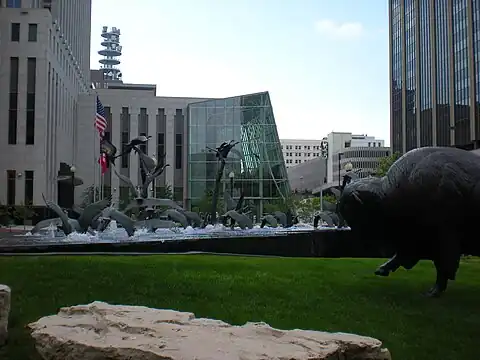 Image of the First National Bank Park; across from the tower's front plaza