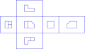 Image showing orthographic views located relative to each other in accordance with first-angle projection.