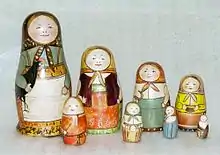 The first matryoshka doll set, 1890 — carved by Zvyozdochkin, painted by Malyutin