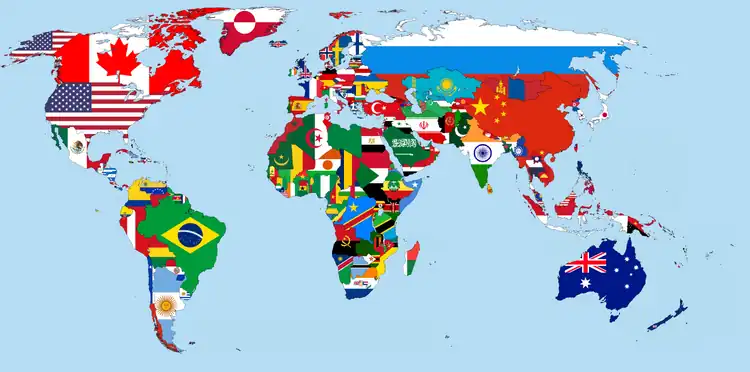 Image 84Flag map of the world from 1992 (from 1990s)