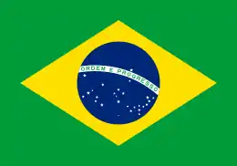 The flag of Brazil (1889). The green color was inherited from the flag of the Empire of Brazil, where it represented the color of the House of Braganza.