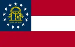 The flag of Georgia has the state coat of arms in the canton, surrounded by 13 stars which, like the stripes on the US flag, represent the original 13 colonies, of which Georgia was one. The design of the US flag, including its prominent use of the canton (a.k.a. union), has inspired similar designs, including cantons, in flags of some US subdivisions.[citation needed]