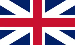 The English version of the First Union Flag, 1606, used mostly in England and, from 1707, the flag of the Kingdom of Great Britain.