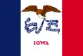 The flag of Iowa (1921–2018), a charged vertical triband.