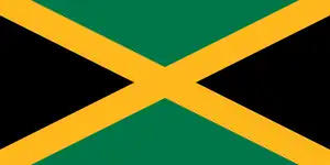 Flag of Jamaica (1962). It is currently the only national flag that does not contain a shade of the colors red, white, or blue.