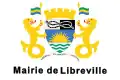 One of the two versions of the flag of Libreville, with text.