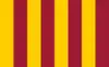 eight alternating vertical yellow and burgundy stripes