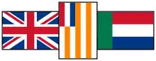 The flags of the UK, Orange Free State and South African Republic, as centre motif of the national flag