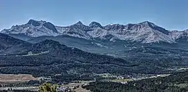 Flathead RangeLeft to rightː Mount Coulthard, Andy Good Peak, Mount Parrish, Chinook Peak.