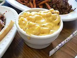 A side dish of macaroni and cheese