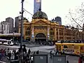 Flinders Street station, on the corner of Flinders and Swanston streets