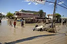 Damage and flooding in Gonaïves, Haiti after Hurricane Jeanne