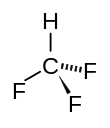 Skeletal structure of trifluoromethane.