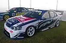 The Ford BA Falcon in which Glenn Seton contested the 2004 V8 Supercar Championship Series for Ford Performance Racing. Pictured in 2018.