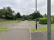 A modern view of the former Dungannon railway station, now a park as of 2022.