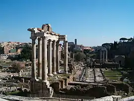 Image 29The Temple of Saturn, a religious monument that housed the treasury in ancient Rome (from Roman Empire)