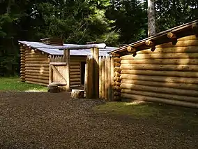 The replica of Fort Clatsop.