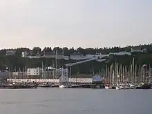 Ships docked in a harbor