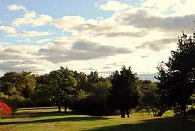 Fort Wetherill as of October 2010 (The fort is just behind the trees)