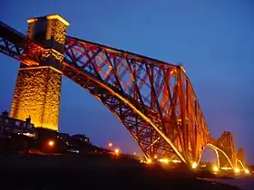 Colour photograph of the Forth Bridge.