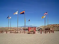 View to the Four Corners Monument, northeast from Teec Nos Pos.