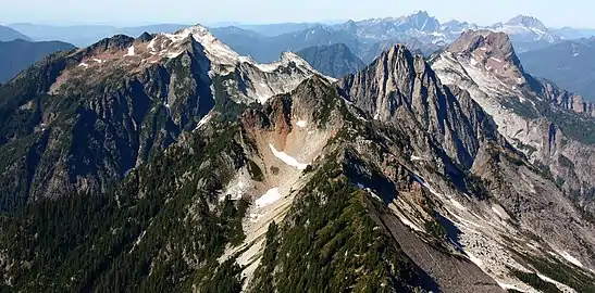 Morning Star front and center, from Del Campo Peak(behind are Vesper, Sperry, and Big Four)