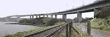 Foyle Bridge over the Belfast-Derry railway line