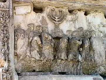 Tabulae ansatae carried on sticks – Arch of Titus