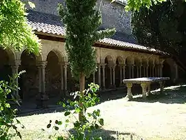 The cloister of the Villelongue Abbey in Saint-Martin-le-Vieil