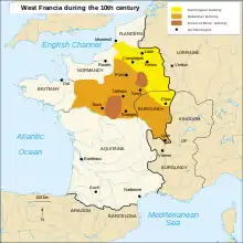 The County of Blois around 1050 (It covers the Blois area as well as Champagne)