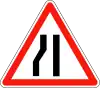 Road narrows on left