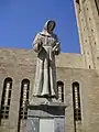 Statue of Francis of Assisi in front of the St. Francis of Assisi Cathedral, Rhodes