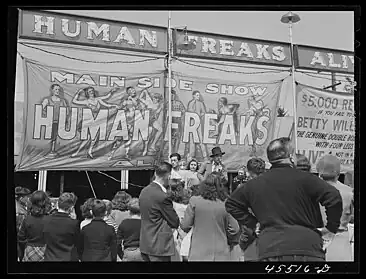 A showing of "Freak Show" at the fair in 1941.