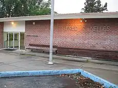 Entrance where persons are searched and controlled when entering or leaving facility