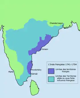 Color-coded map of South India