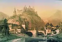 Image 2Jean-Baptiste Fresez: Vianden near the Bridge (c. 1857) (from Culture of Luxembourg)