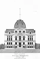 A front elevation of the building published in 1878