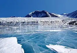 photograph of blue ice