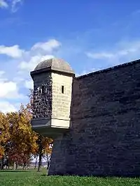 Bartizan at Fort de Chartres, a French colonial era fort in Illinois on the Mississippi River.