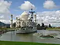 Caribbean Sea, with the replica of Taj Mahal in the background