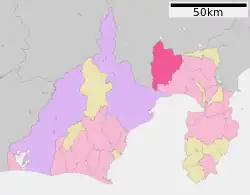 Location of Fujinomiya in Shizuoka Prefecture