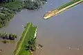 An aerial view of the breach at levee L-575 near Hamburg, which occurred June 13, 2011 and increased to nearly 300 feet in size.