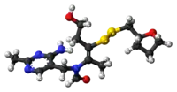 Ball-and-stick model of the fursultiamine molecule