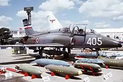 Yugoslav air force G-4 Super Galeb on display at the 1991 Paris air show