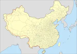 Map of China depicting G219, a red line along its NW, W, and SW borders