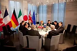 G7 leaders during the emergency meeting about the 2014 Russian annexation of Crimea, hosted by the Netherlands