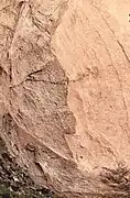 Geological unconformity, Camelback mountain, Arizona, showing deposition of Chattian sandstone (right) on Precambrian granite (left).